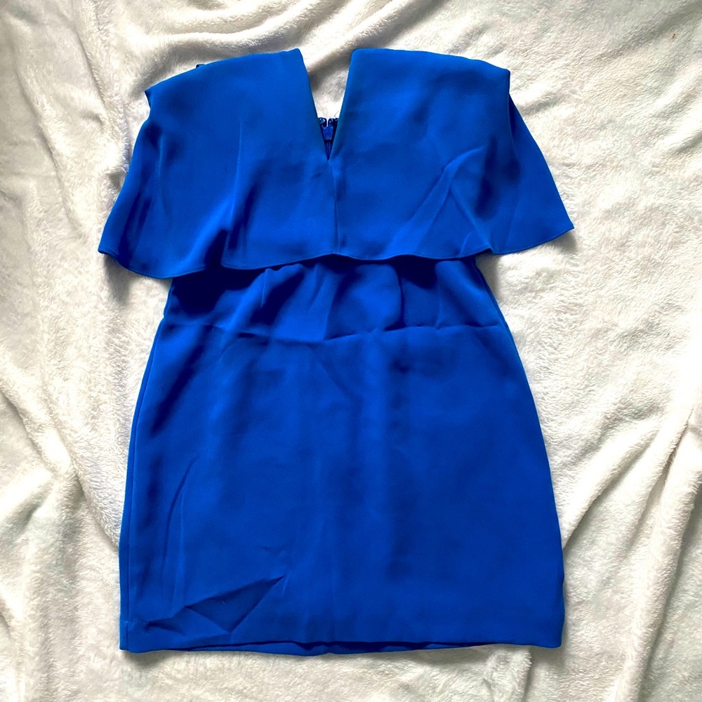 BCBGMAXAZRIA blue deep v-neck mini dress
